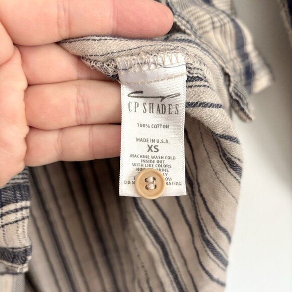 Free People x CP Shades Blue Cream Plaid Long Sleeve Button Down Tunic XS Shirt - Picture 5 of 10